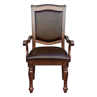 Traditional Dining Arm Chair with Upholstered Seat