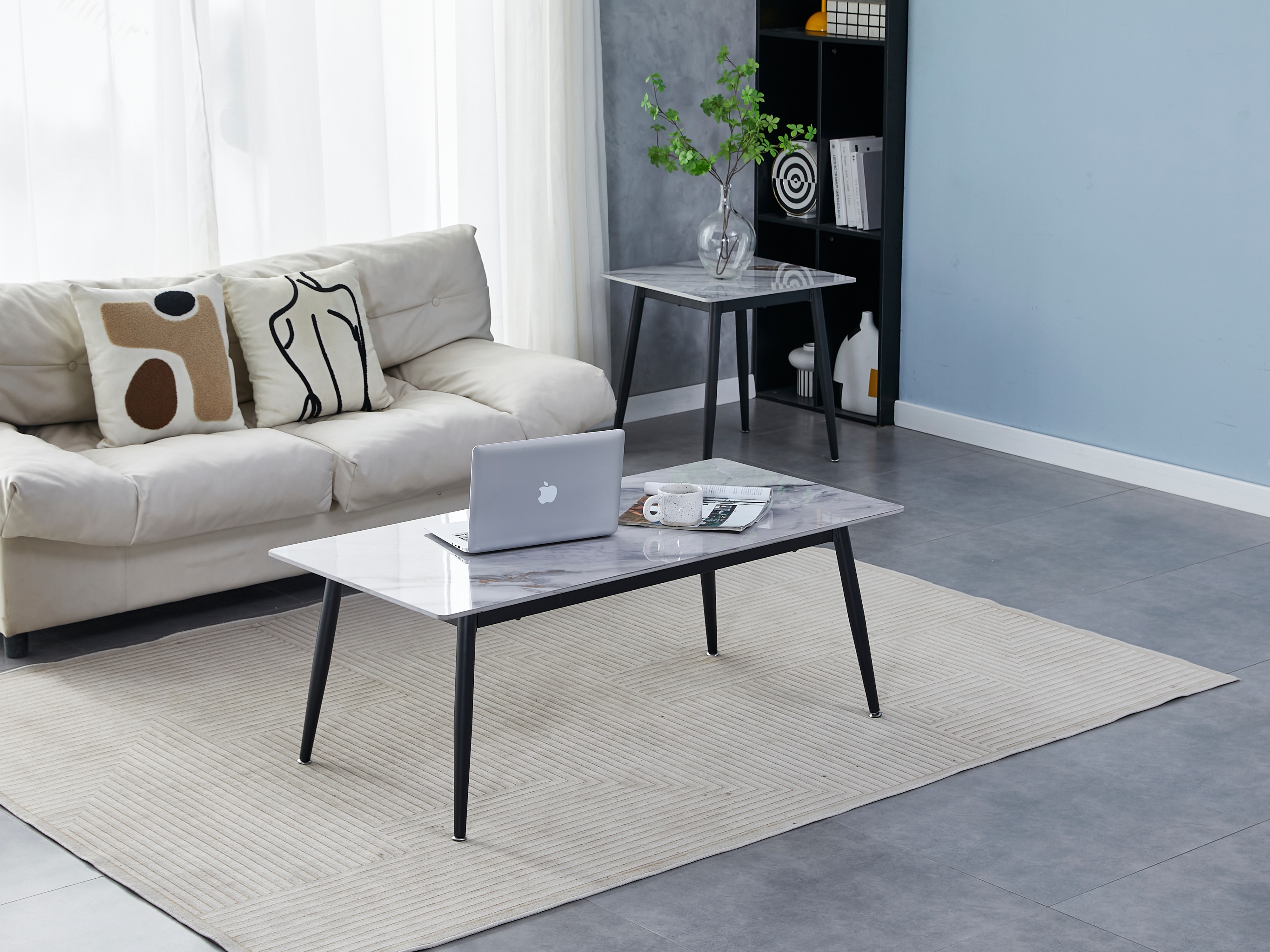 Homelegance 5909 Rectangular Coffee Table with Stone Top