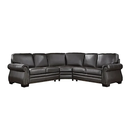 Traditional 3-Piece Sectional Sofa with Rolled Arms