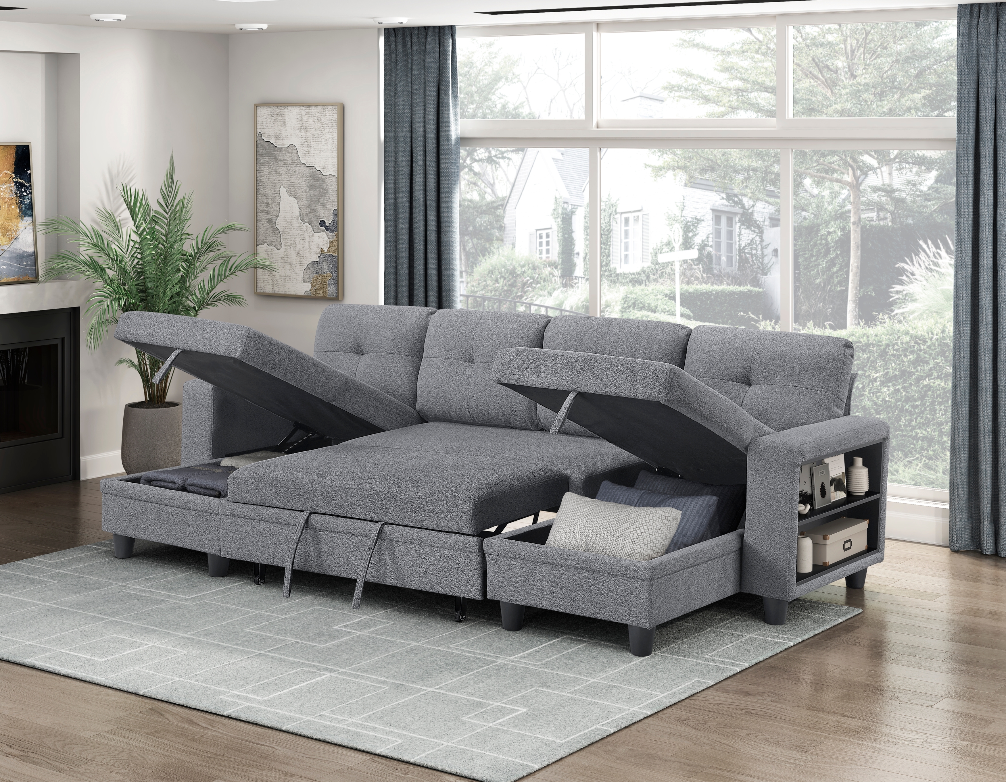 Homelegance Ansley 4-Piece Sectional Sofa with Pull-Out Bed