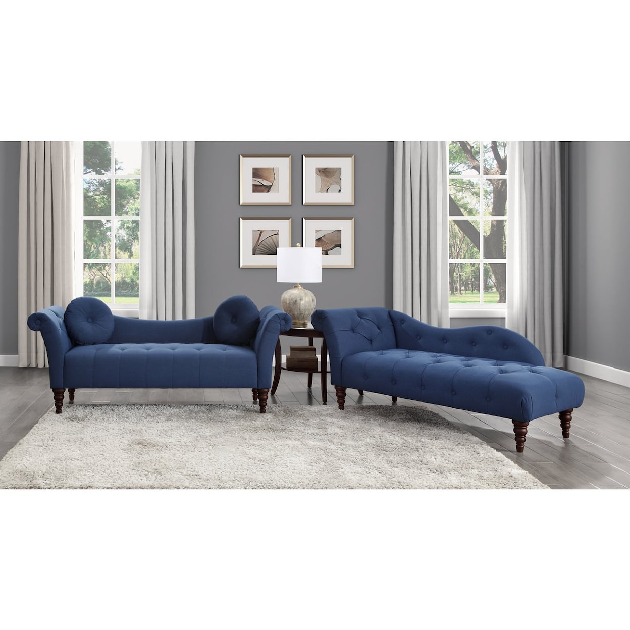 Homelegance Hill Blue Chaise