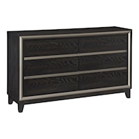 Contemporary 6-Drawer Dresser with Silver Accents