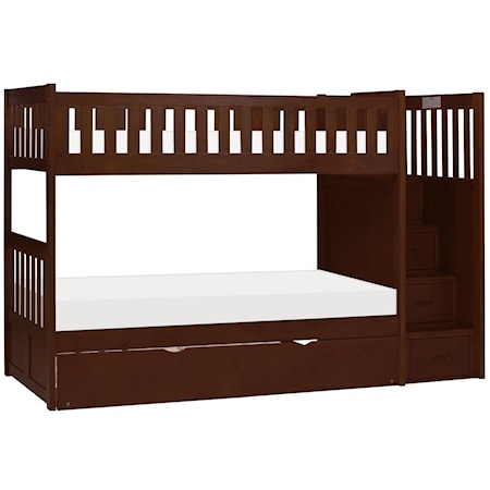 Twin/Twin Step Bunk Bed with Twin Trundle