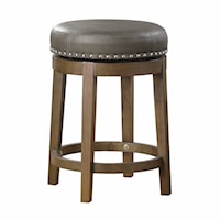 Transitional Round Swivel Counter Height Stool with Nailhead Trim