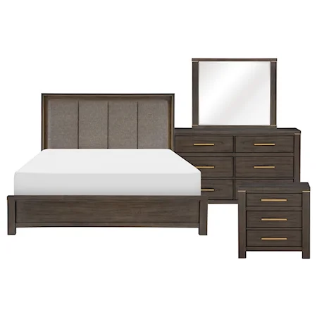 Transitional 4-Piece Queen Bedroom Set with LED Backlighting
