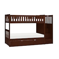 Transitional Twin/Twin Step Bunk Bed with Twin Trundle