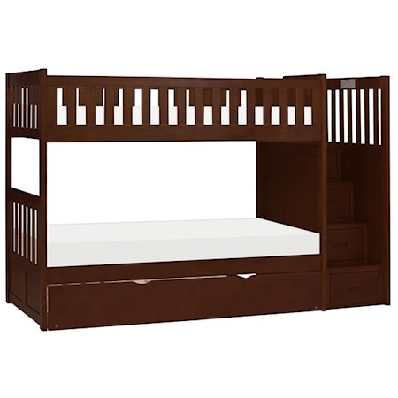 Twin/Twin Step Bunk Bed with Twin Trundle