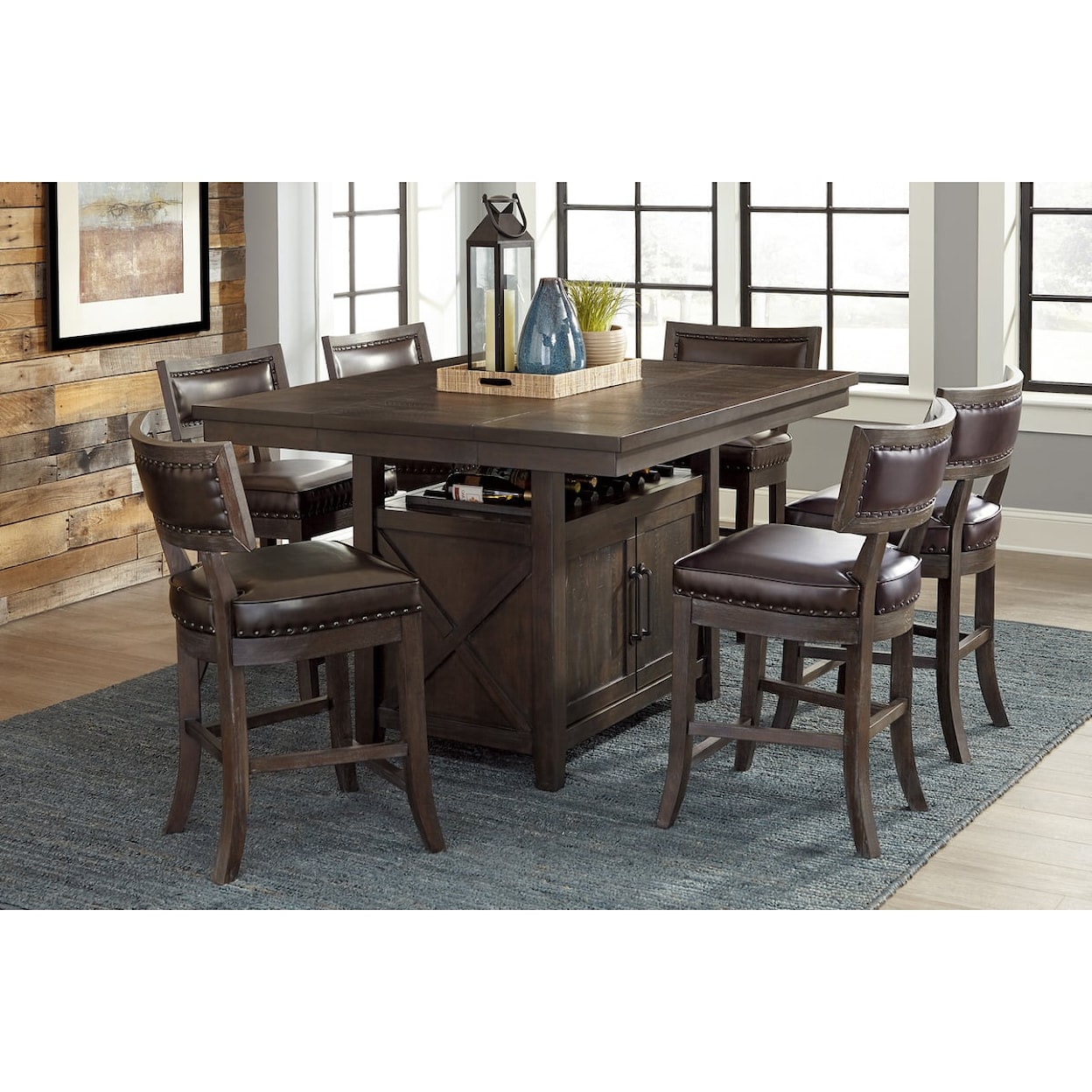 Homelegance Furniture Oxton Counter Height Table with Storage Base