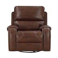 Transitional Swivel Glider Reclining Chair with Natilheads
