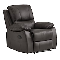 Casual Faux Leather Reclining Chair with Pillow Arms