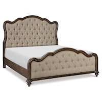 Transitional Queen Bed with Button-Tufted Headboard