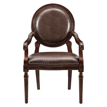 Traditional Accent Desk Chair with Nailhead Trim