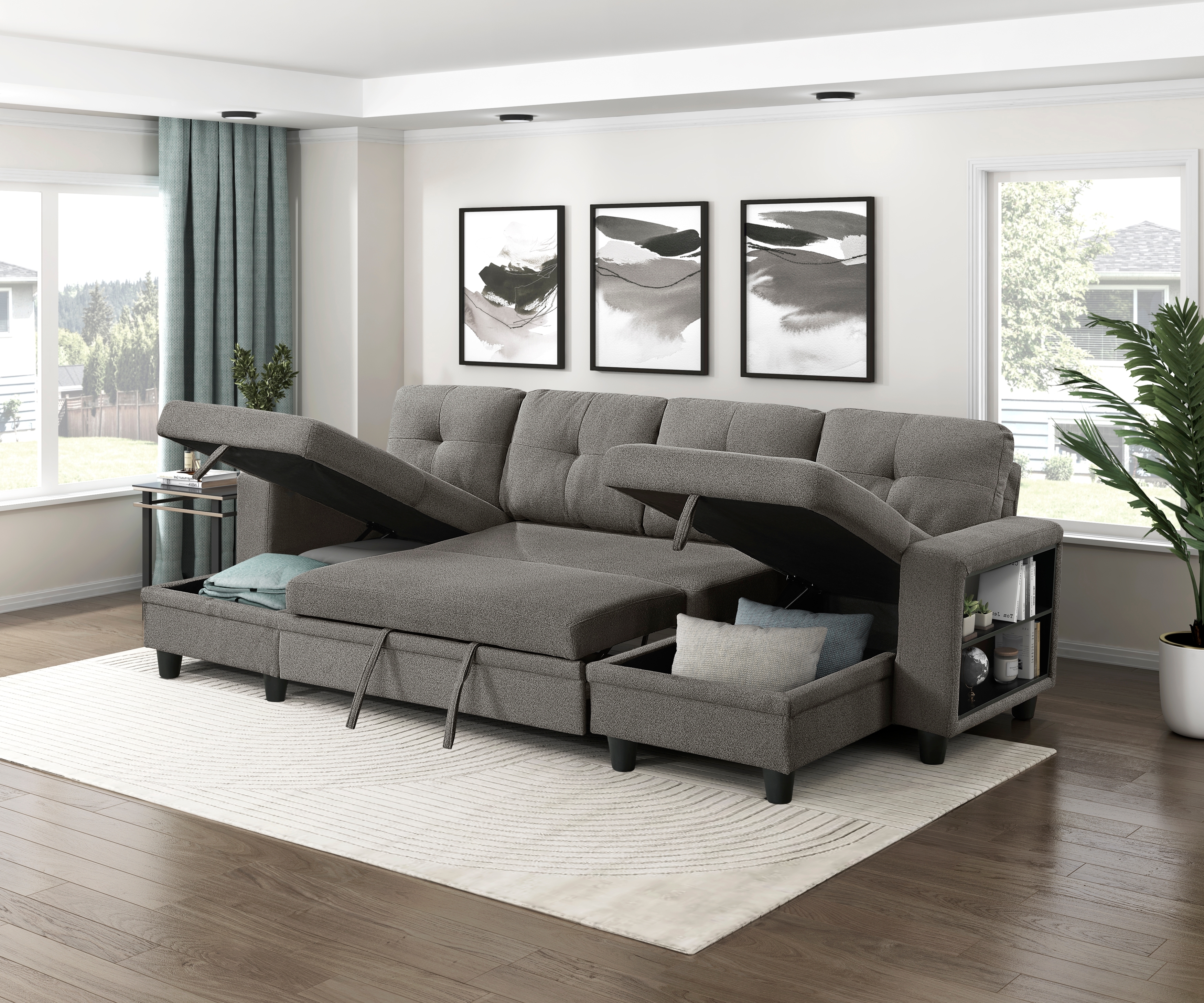 Homelegance Ansley 4-Piece Sectional Sofa with Pull-Out Bed