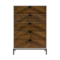 Contemporary 5-Drawer Bedroom Chest with Chevron Design