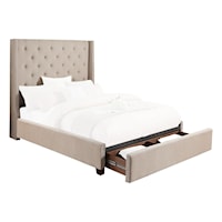 Transitional King Bed with Button-Tufted Upholstery