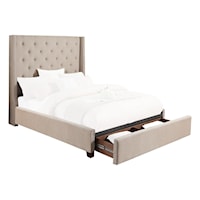 Transitional Queen Platform Bed with Storage Footboard