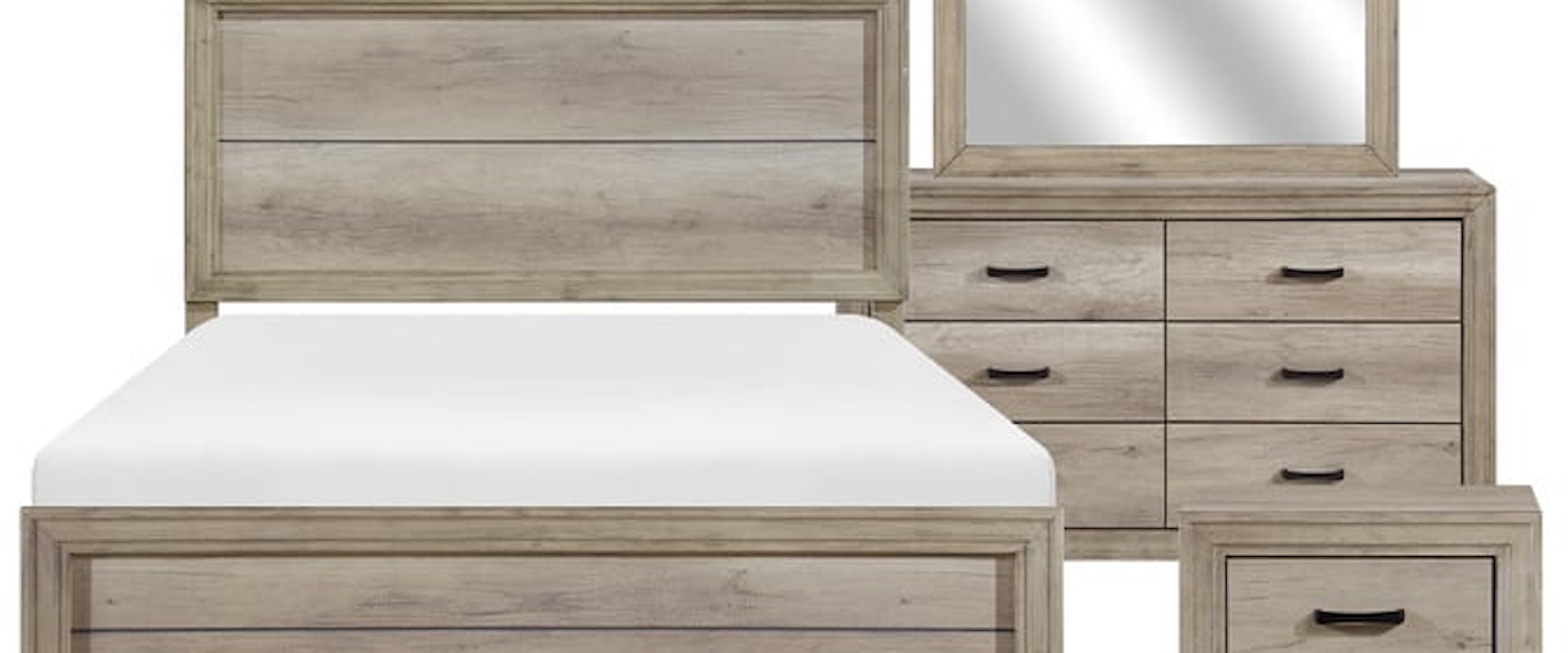 Contemporary 4-Piece Queen Bedroom Set with Mansion Panel Headboard