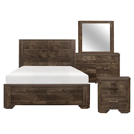 Transitional 4-Piece Bedroom Set with Panel Headboard