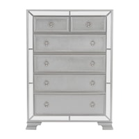 Glam 6-Drawer Chest with Beveled Mirror Trim