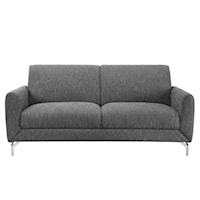 Contemporary Stationary Sofa with Exposed Metal Feet