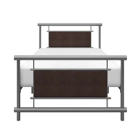 Contemporary Twin Platform Bed with Upholstered Inserts