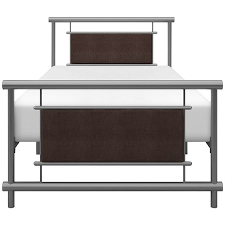 Contemporary Twin Platform Bed with Upholstered Inserts