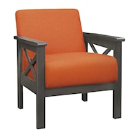 Transitional Accent Chair with X-Framed Wood Arms