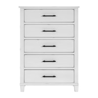 Cottage 5-Dovetail Drawer Bedroom Chest with Flat Bar Hardware