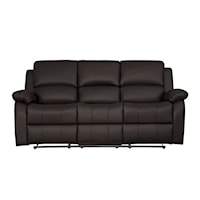Transitional Double Reclining Sofa with Center Drop-Down Cup Holders