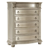 Glam 5-Drawer Chest in Silver Finish