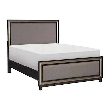 Contemporary Queen Bed with Silver Trim