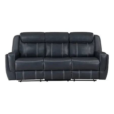Contemporary Manual Reclining Sofa with Drop-Down Center