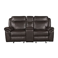 Casual Reclining Loveseat with Console and Cupholders