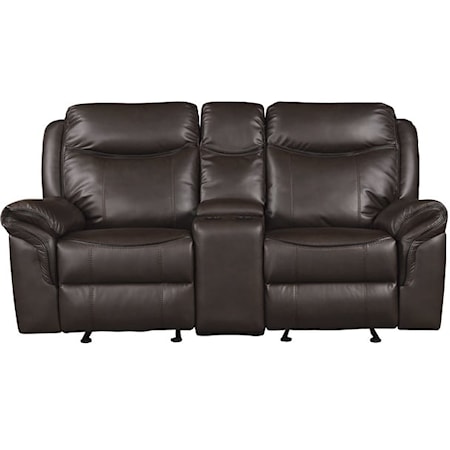 Casual Reclining Loveseat with Console and Cupholders