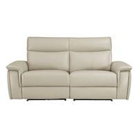 Transitional Power Double Reclining Love Seat with Power Headrests