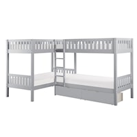 Transitional Corner Bunk Bed with Storage