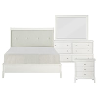 Contemporary 4-Piece Queen Bedroom Set with Button Tufting Upholstery Headboard
