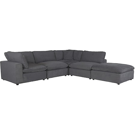 Contemporary 4-Piece Modular Sectional Sofa with Ottoman