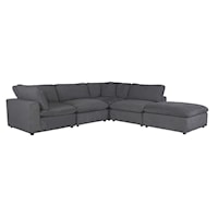 Contemporary 4-Piece Modular Sectional Sofa with Ottoman