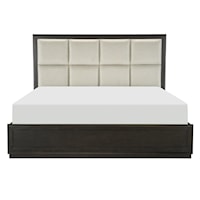 Contemporary King Platform Bed with Upholstered Headboard