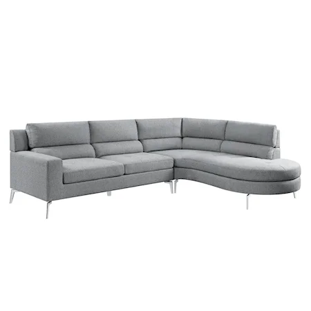 Contemporary 1-Piece Sectional Sofa with Right Chaise