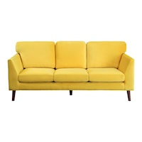 Mid-Century Modern Stationary Sofa with Flare Tapered Arms