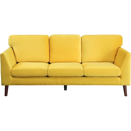 Mid-Century Modern Stationary Sofa with Flare Tapered Arms