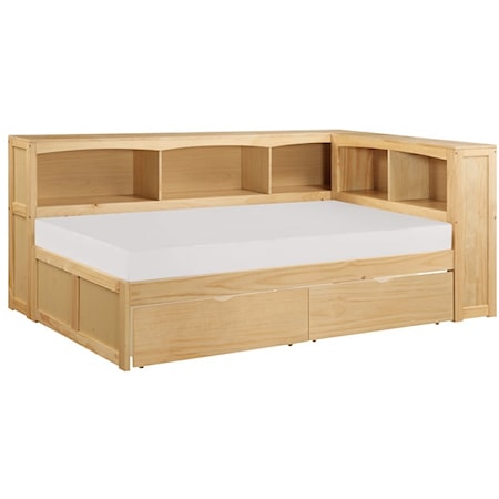 Twin Bookcase Corner Bed with Storage Boxes