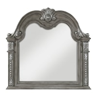 Traditional Arched Dresser Mirror with Decorative Scrolling