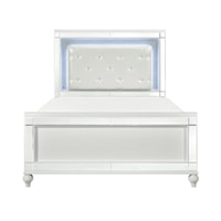 Glam Upholstered Queen Bed with LED Lighting