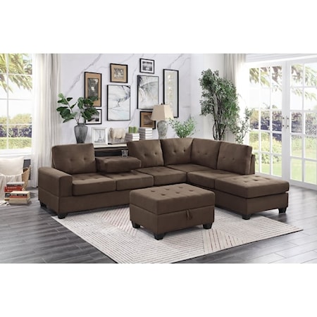 2-Piece Sectional Sofa with Ottoman