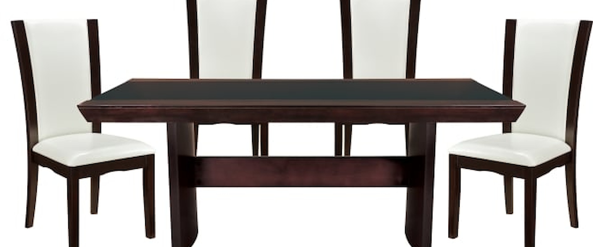 Transitional 5-Piece Dining Set with Glass Insert Table Top