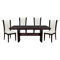 Transitional 5-Piece Dining Set with Glass Insert Table Top