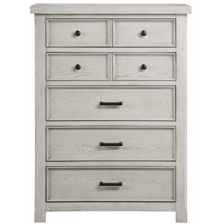 Traditional Bedroom 5-Drawer Chest with Antique Hardware